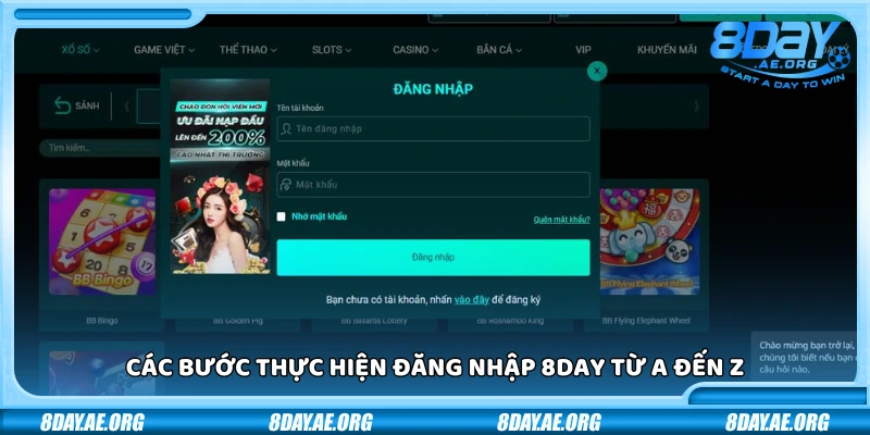 Đăng nhập 8Day – Bắt đầu trải nghiệm cá cược không giới hạn
